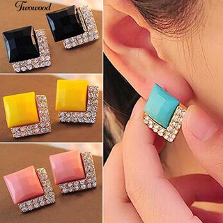 สตรีคริสตัล Rhinestone Ear Studs ต่างหูแฟชั่นเครื่องประดับ