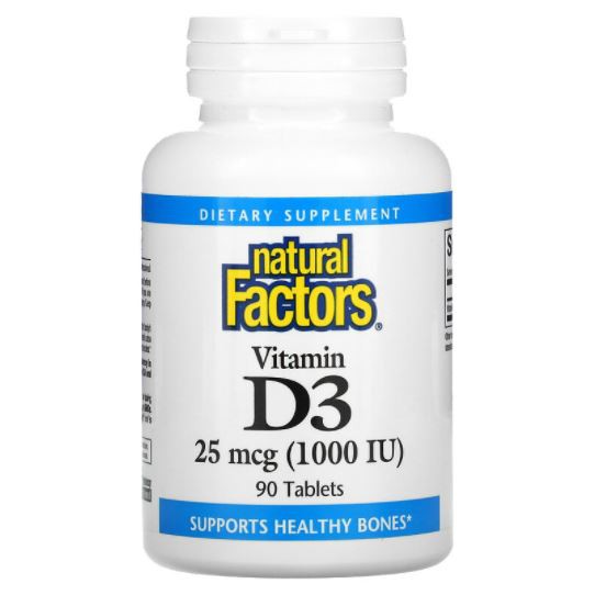 Natural Factors, Vitamin D3, 25 mcg (1,000 IU) [ 90 Tablets ] now Foods Vitamin D3, puritan's Pride Vitamin D3