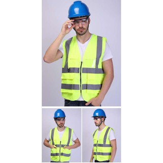 F09  Reflective Vest、ความปลอดภัยเสื้อกั๊กสะท้อนแสงสูงสะท้อนแสงเพื่อความปลอดภัยเสื้อกั๊กมีซิป 1 ชิ้น