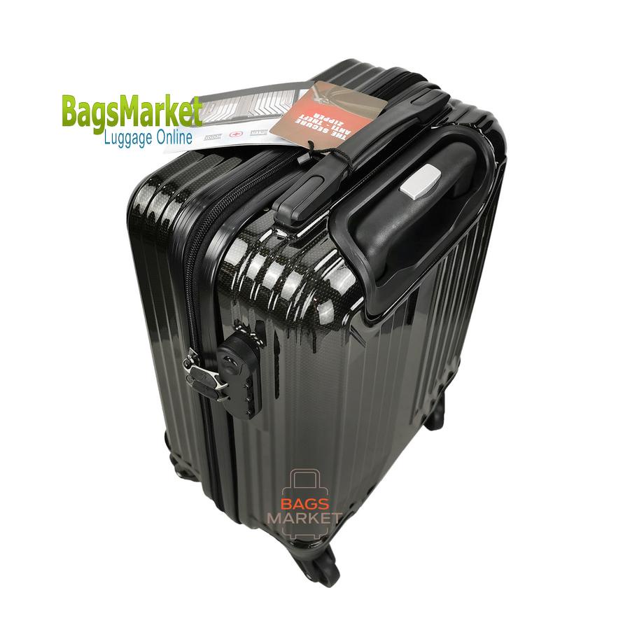 BagsMarket Luggage  กระเป๋าเดินทาง Swiss Saint 2009 ขนาด16 นิ้ว ล้อหมุนรอบ 360° Polycarbonate รุ่น PC1906 Black MPdl