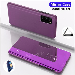 เคสโทรศัพท์กันกระแทก Mirror Leather Phone Case For Samsung GAlaxy M52 5G M32 4G Magnetic Stand Holder Casing Shockproof Intelligent Cover