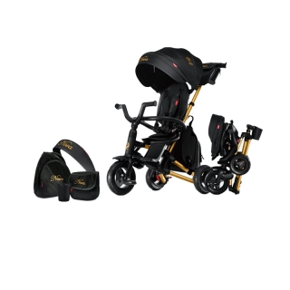 [ 11.11 ลดเพิ่ม ] รถเข็น และจักรยาน 3 ล้อสำหรับเด็ก QPlay Nova Limited Edition Golden/Black แบบ 6in1 พับเก็บง่าย