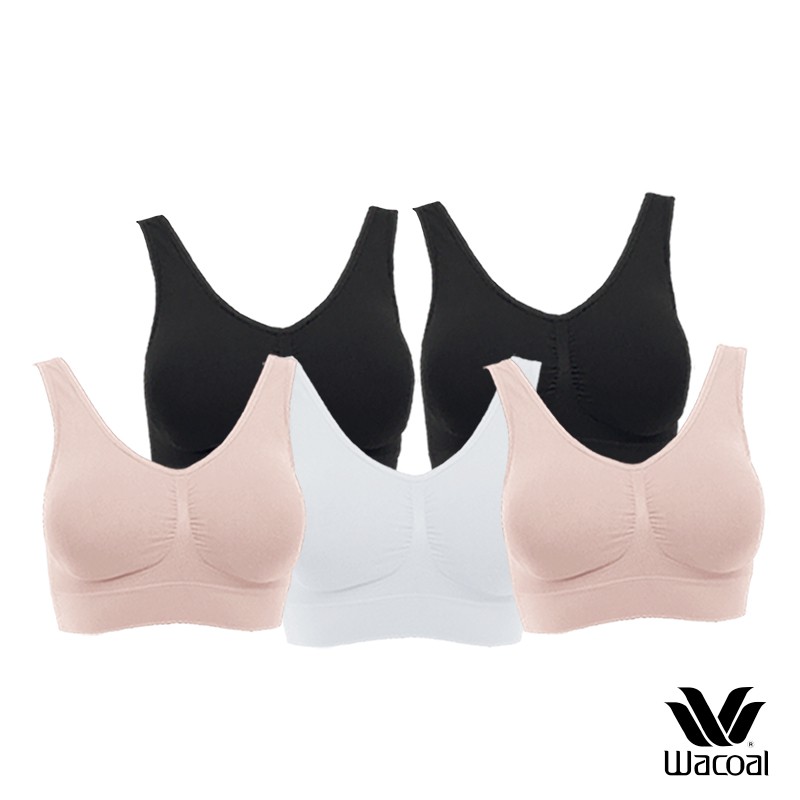 Wacoal Surprise Seamless Bra set 5 ชิ้น เสื้อชั้นใน ทอไร้ตะเข็บ แบบสวมหัว รุ่น WH9C24/WH9524 คละสี (