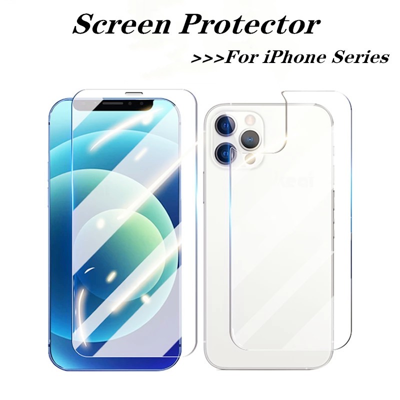 กระจกนิรภัยด้านหน้าและด้านหลังสําหรับ iPhone 17 16 15 14 13 12 11 Pro Max X XR XS Max กระจกป้องกันหน้าจอ