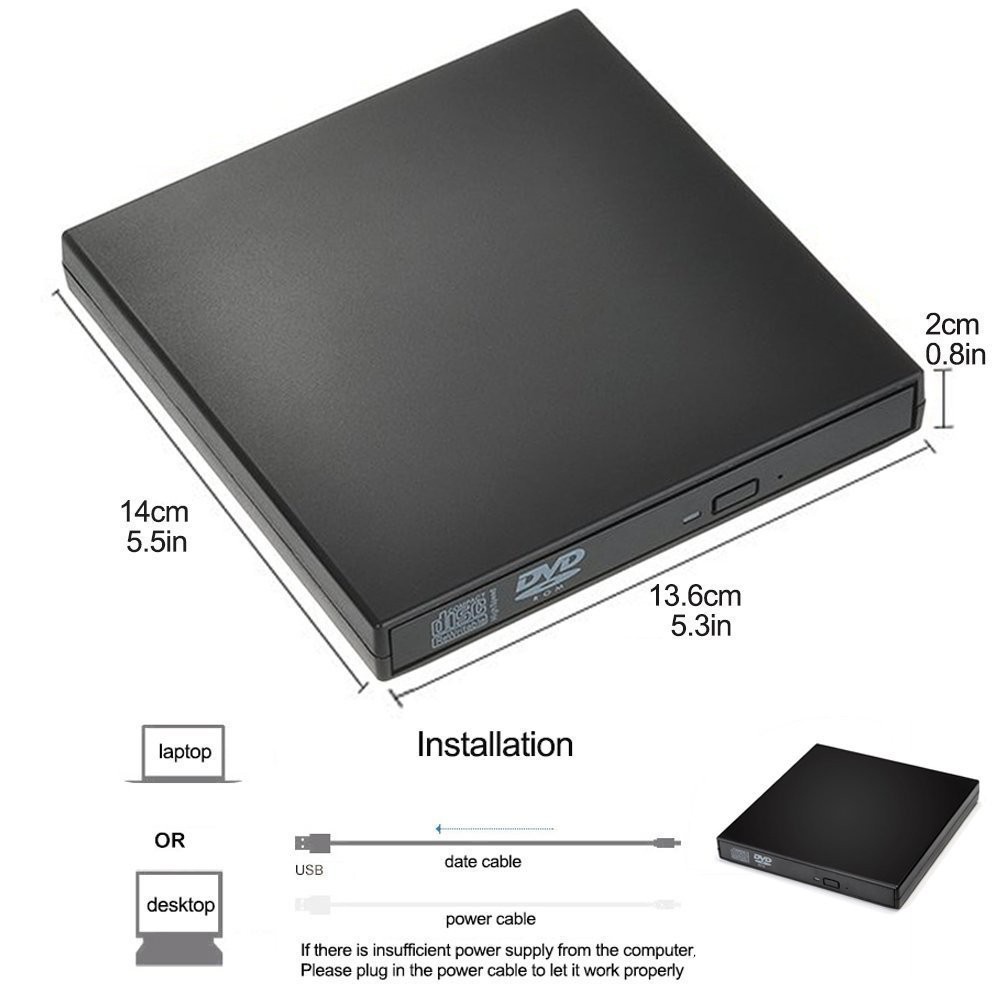 ₪【READY STOCK】External CD DVD Drive, USB 2.0 Slim Protable External CD-RW Drive DVD Player for Laptop Notebook PC Desk #4