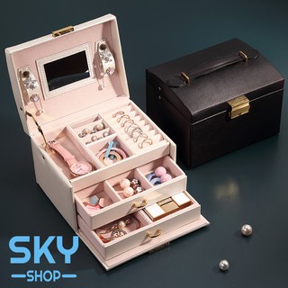 SKY กล่องเก็บครื่องประดับ ต่างหู สร้อยคอ 17x13x12cm