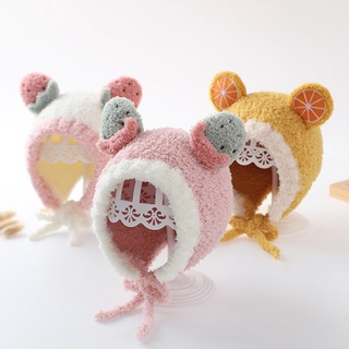 Winter Soft Warm Plush Baby Boy Girl Caps Cute Fruit Ear Baby Hat Ear Protection Kids Children Beanies Cap Bonnet