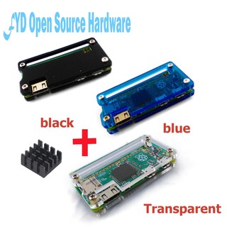 raspberry pi zero w กล่องเคสอะคริลิค 3 สี+heat sink transaperent สีดําสีฟ้า