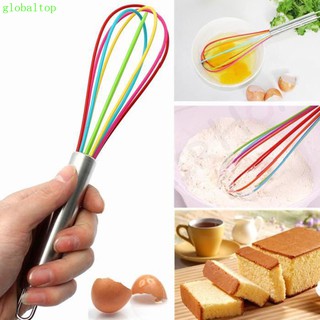 Stainless Steel Hand Shank Colored Silicone Eggs Whisk Kitchen Mixer Egg Beater