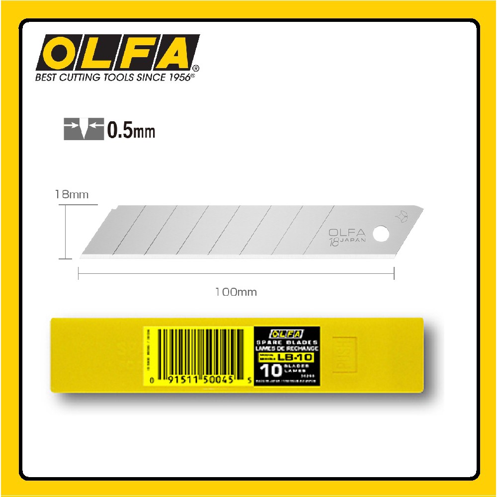 ใบมีด OLFA (L) (10 ชิ้น/หลอด) LB-10