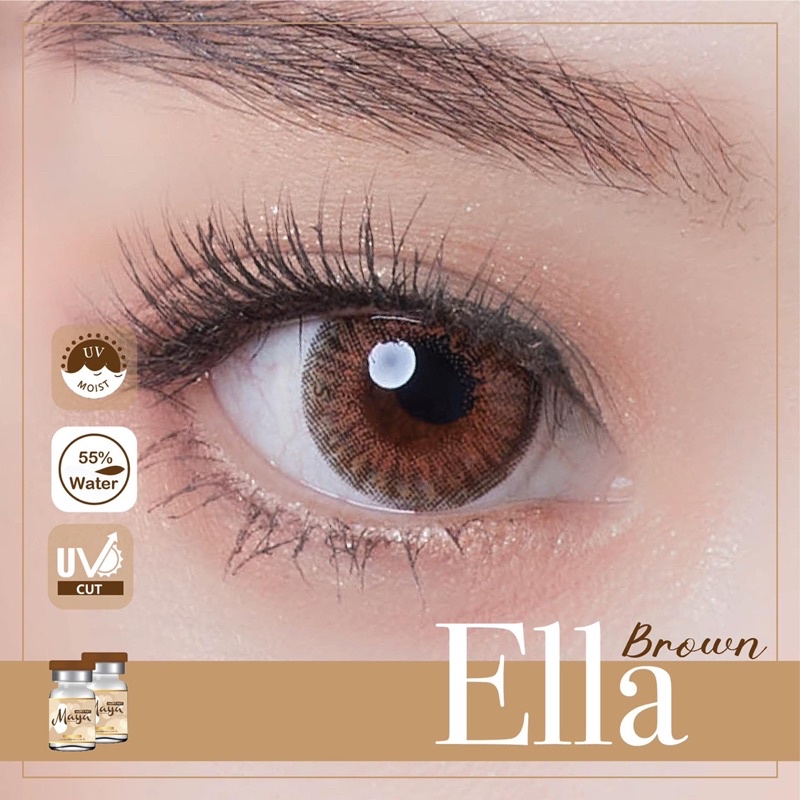 Ella brown คอนแทคเลนส์ (Mayalens ค่าอมน้ำ 55%)