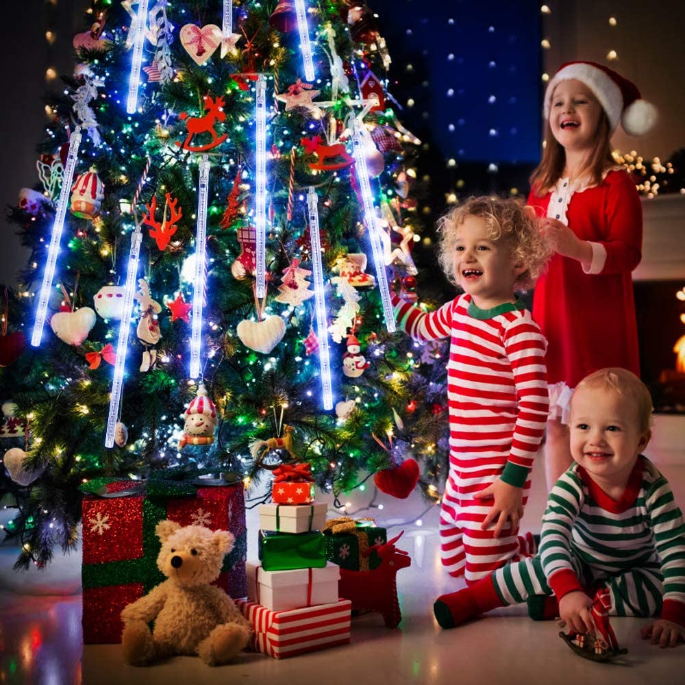 LED พลังงานแสงอาทิตย์ดาวตกฝนไฟกลางแจ้งกันน้ํา Icicle Fairy String ไฟสําหรับบ้านสวนตกแต่งคริสต์มาส - รูปที่ 7