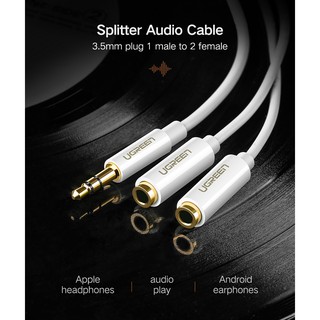 Ugreen (av134,10739,white)3.5mm Male to 2*3.5mm Female Extension Audio Splitter Cable for Speaker