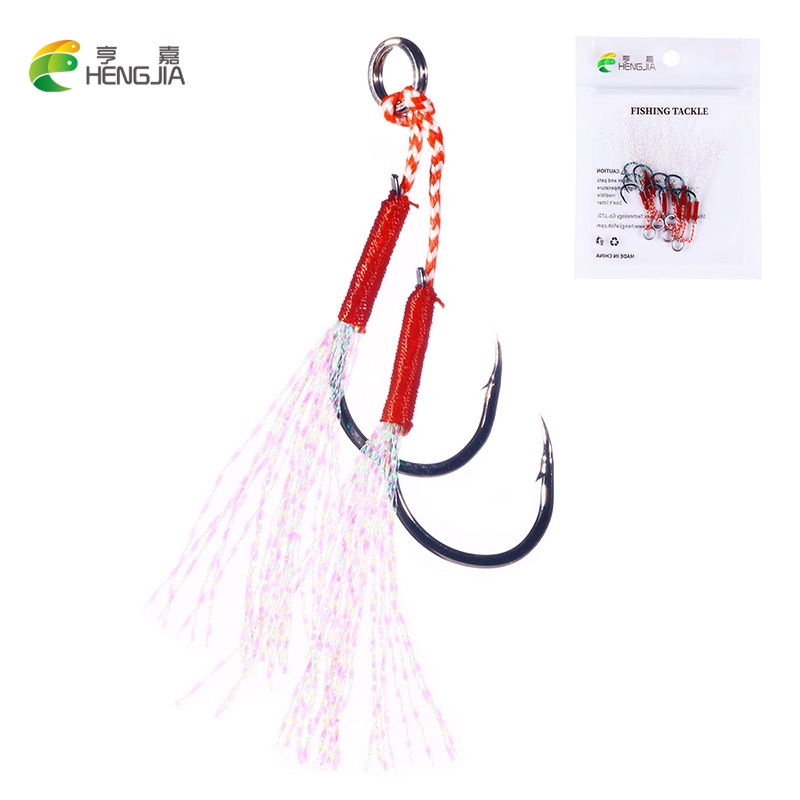 Hengjia จิ๊กตะขอตกปลา แบบเหล็กคาร์บอน 5 ชิ้น