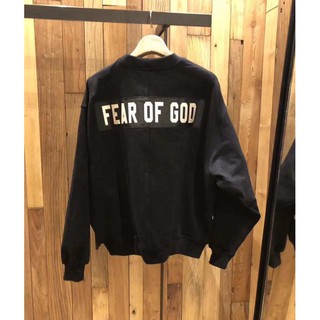 Fear Of God กลัวพระเจ้าใหม่หลวมผ้าฝ้ายแขนยาวเสื้อยืดคอลูกเรือ