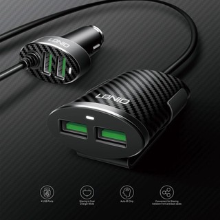 LDNIO C502 ที่ชาร์จมือถือในรถยนต์แปลงที่จุดบุหรี่ในรถยนต์เป็น  4 USB Car Charger 5.1A Auto ID Chip