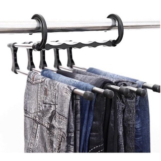 ที่แขวนกางเกง ราวแขวนกางเกง ไม่้แขวนกางเกง Telescopic pants rack ที่แขวนผ้าขนหนู ไม้แขวนอเนกประสงค์ แขวนได้5ชั้น จัดเก็บ