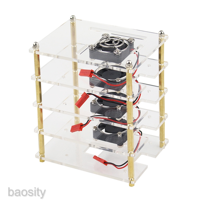 {new}[BAOSITY] 4 Layers Acrylic Clear Stack Case with Fan for Raspberry Pi 3/2 Model B/B+ 9X0P #7