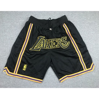 มีกระเป๋าใหม่ กางเกงขาสั้น ปักลายโลโก้ NBA Los Angeles LAKERS LeBron James Anthony Davis Kobe Bryant Shaquille ONeal LAKERS just don big สีดํา สําหรับผู้ชาย