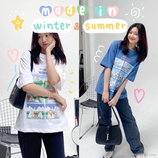 AY Chuuchop_พร้อมส่ง☃️🏖Made in winter&amp;summer เสื้อยืดลายghost(C7677) oversize SML