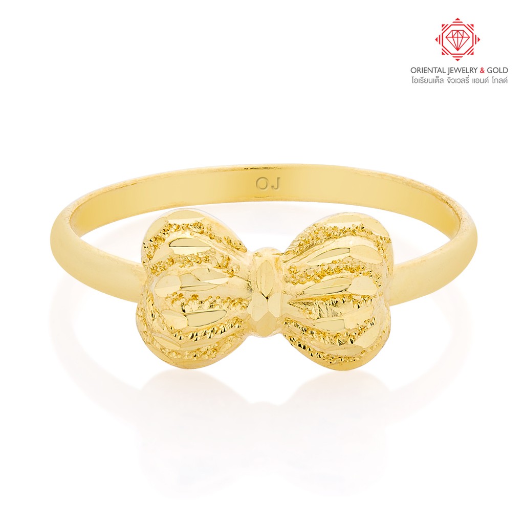 [ผ่อน 0%] OJ GOLD แหวนทองแท้ นน. 1 กรัม 96.5% โบว์ ขายได้ จำนำได้ มีใบรับประกัน แหวนทอง แหวนทองคำแท้