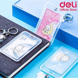 Deli ชุดที่ใส่บัตรแนวตั้ง พร้อมพวงกุญแจคล้องบัตร Name Badge 64806