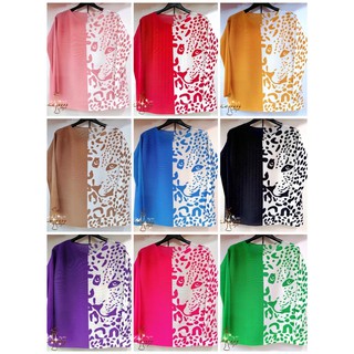 เสื้อพลีท เสื้อออกงาน ดีไซน์ลายเสือ สีทูโทน คอกลม