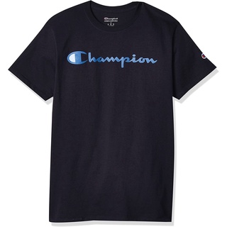 เสื้อยืดวินเทจ100%cotton เสื้อ ยืด ราคา ส่ง Champion Mens Clic T-Shirt, Screen Print Script, Black men เสื้อ ยืด ผู้ชาย