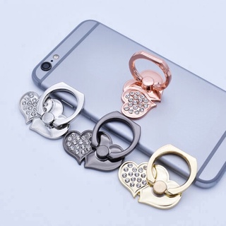 Metal Smart Cell Phone Crystal Love Holder Round 360° Ring Stand Finger Bracket