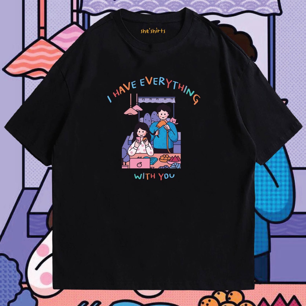 ( พร้อมส่ง ) เสื้อWith you ผ้าCotton 100% มีสองสี ทั้งทรงปกติและ OVERSIZE