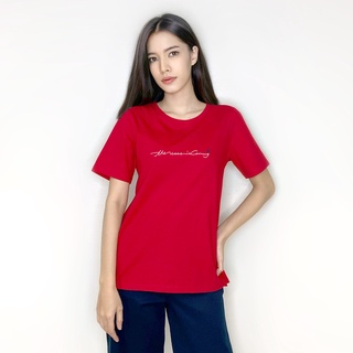 PORTLAND เสื้อยืดแขนสั้น คอกลม ลายพิมพ์ The wave is coming (สีแดง) / Short Sleeves Solid T-Shirt (Red)