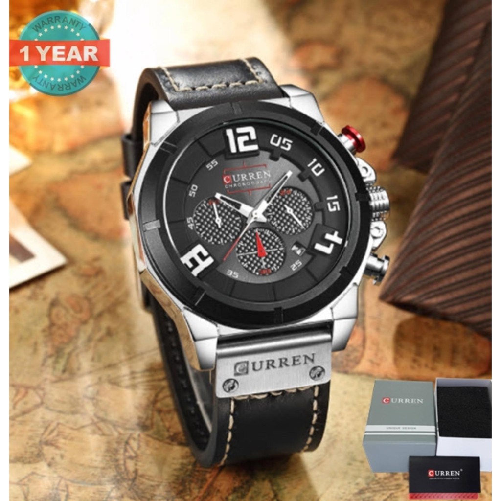 CURREN 8287 นาฬิกาข้อมือผู้ชาย กันน้ำ สายหนัง