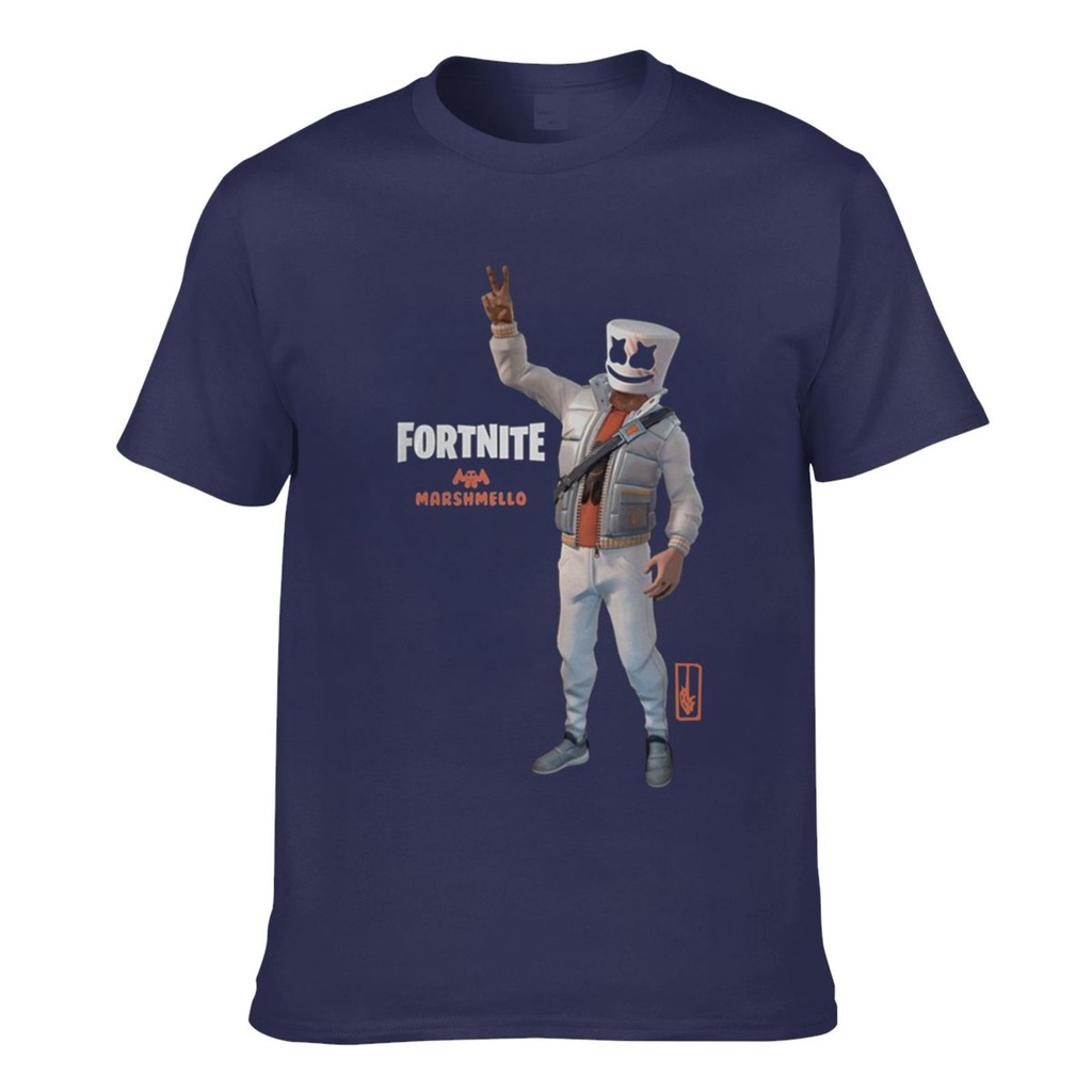 เสื้อยืด ผ้าฝ้าย พิมพ์ลาย Marshmello Fortnite Game สําหรับผู้ชาย