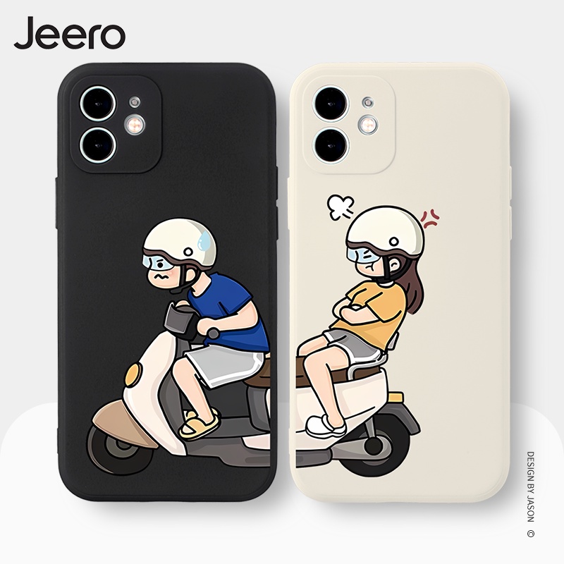 Jeero เคสคู่ เคสไอโฟน คู่รัก ขอบเหลี่ยมกันกระแทกซิลิโคนนุ่มการ์ตูนน่ารักตลก เคสโทรศัพท์ Compatible for iPhone 16 15 14 13 12 11 Pro Max SE 2020 X XR XS ip 8 7 Plus HFE1211