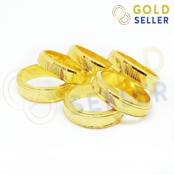 Goldseller แหวนทอง ลายเหลี่ยมรุ้ง น้ำหนักครึ่งสลึง ทองคำแท้ 96.5%