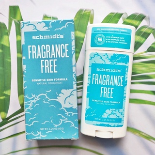 ผลิตภัณฑ์ระงับกลิ่นกายจากธรรมชาติปราศจากน้ำหอม Natural Deodorant Sensitive Skin Formula, Fragrance Free 92g (Schmidts®)