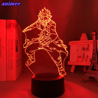 โคมไฟกลางคืน Led ลายการ์ตูนอนิเมะ My Hero Academia Red Riot 3d ของขวัญวันเกิด สําหรับตกแต่งห้องนอน Eijiro Kirishima+W*Y