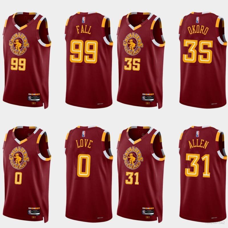 เสื้อกีฬาบาสเก็ตบอล แขนกุด ลายทีม NBA Cleveland Cavaliers Okoro Fall Love Allen พลัสไซซ์