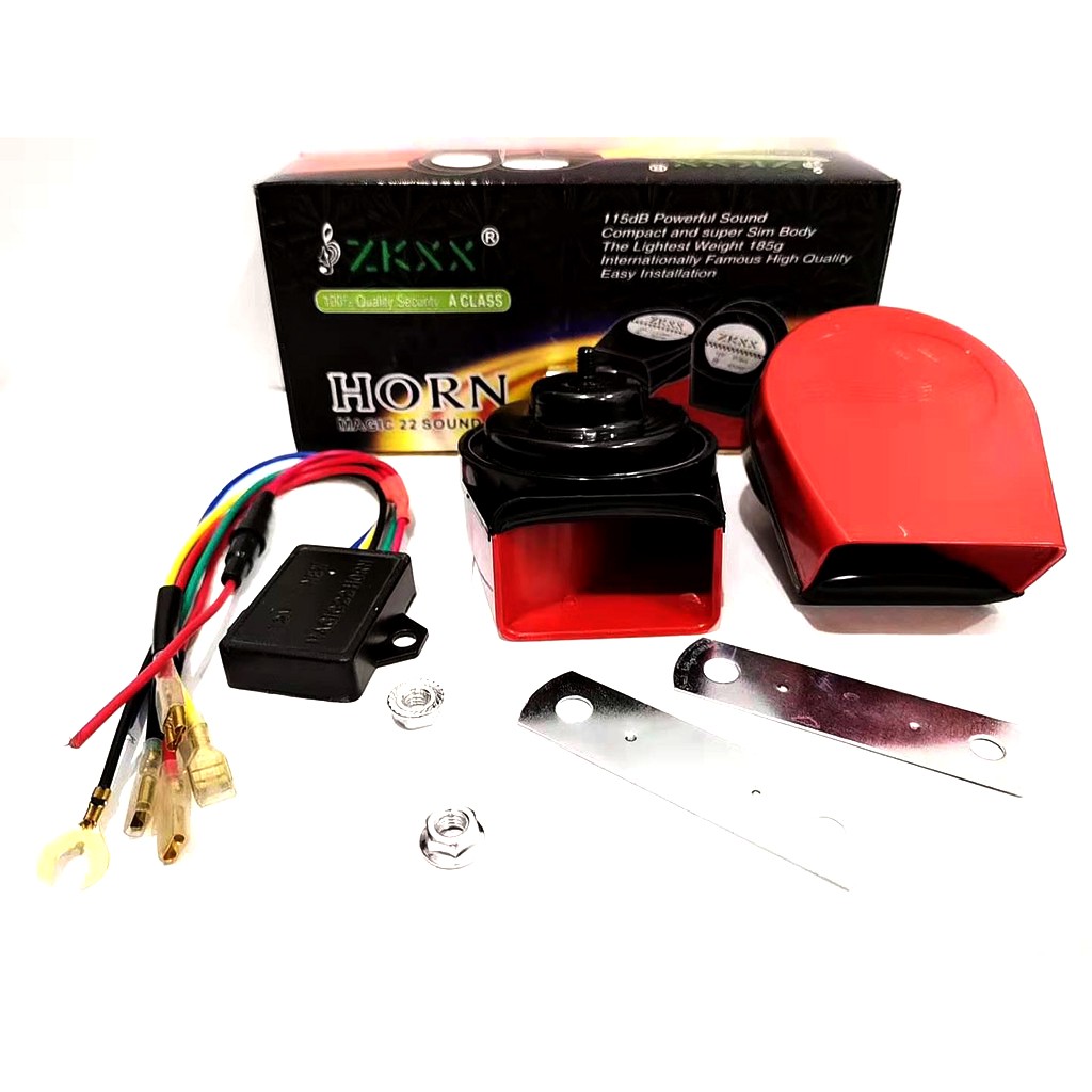 FS พร้อแตรหอยโข่ง HORN-ZKXX 8เสียง เปลี่ยนจังหวะได้ 8 โหมด 12V ยอดฮิตสุดๆ ระดับเสียง 135db 1คู่