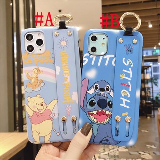 เคสไอโฟน เคสซิลิโคน iPhone 14 Pro Max iPhone 13 Pro Max iPhone 12 Pro Max iPhone 11 Pro Max X Xr Xs Max Cartoon Winnie the Pooh พูห์ &amp; Stitch สติทช์ Wristband Silicone Case