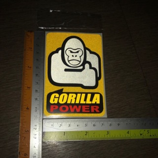 สติ๊กเกอร์งานตัดยกติด ใช้พื้นสีเหลืองสติ๊กเกอร์3Mอย่างดี รูปกอลิร่า  Gorilla POW