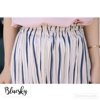 ♡ white cream - blue • pleated chiffon pants 💜♡