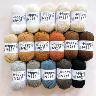 Happynest ไหมพรม คอตตอนนม milk cotton yarn 4 ply (สีขาว ครีม น้ำตาล เทา ดำ)