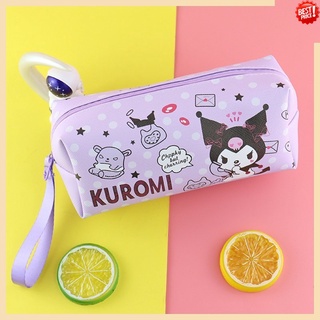 SANRIO กล่องเครื่องเขียน หนัง PU ลายการ์ตูน Kuromi Melody ชั้นเดียว สําหรับใส่เครื่องเขียน โรงเรียน