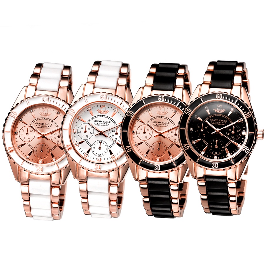 นาฬิกา GRAND EAGLE สำหรับผู้หญิง สายสแตนเลส รุ่น AE004L - PINKGOLD