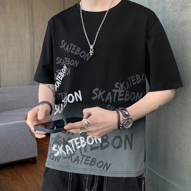 hkboy เสื้อคอกลมสีพื้นใส่สบาย💦ลายอักษรเท่ห์ๆไม่เหมือนใคร🌻สวยจริงๆไม่มีที่ไหนอีกแล้วใส่สวยโดเด่นเหมือนฉลามโดดกระโดดน้ำ🌪
