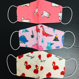 (เซท 3 อัน) แมสผ้าเด็ก งาน 3 ชั้น ราคา 90฿