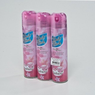 🔥แนะนำ!! เดลี่เฟรช สเปรย์ปรับอากาศ กลิ่นซากุระ 250 มล. x 3 กระป๋อง Daily Fresh Spray B2N Sakura 250 ml x 3