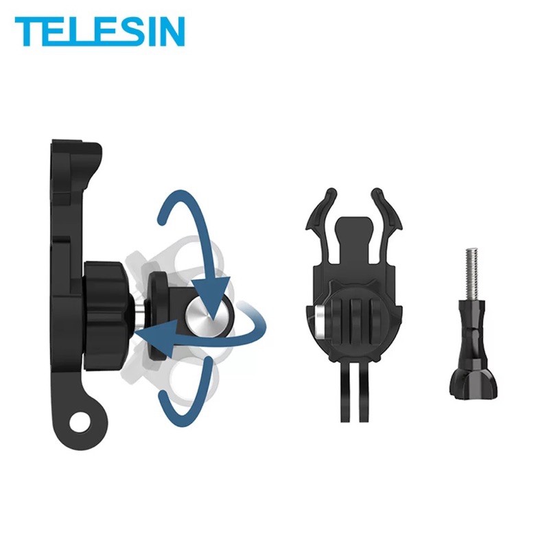 TELESIN 360 Degree Rotate Quick Release Buckle Base Mount Adjustable Double J-hook For Action Cam