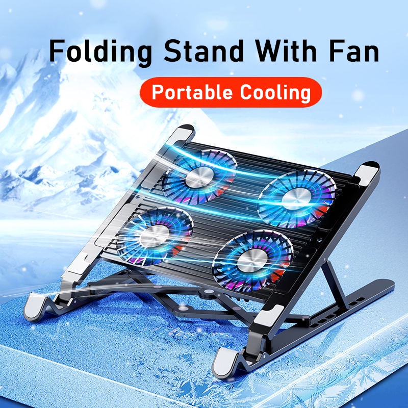 Laptop Cooling Pad with 4 Fans Notebook Cooler Holder Foldable Notebook Cooling Fan Laptop Stand For PC Macbook Air Pro